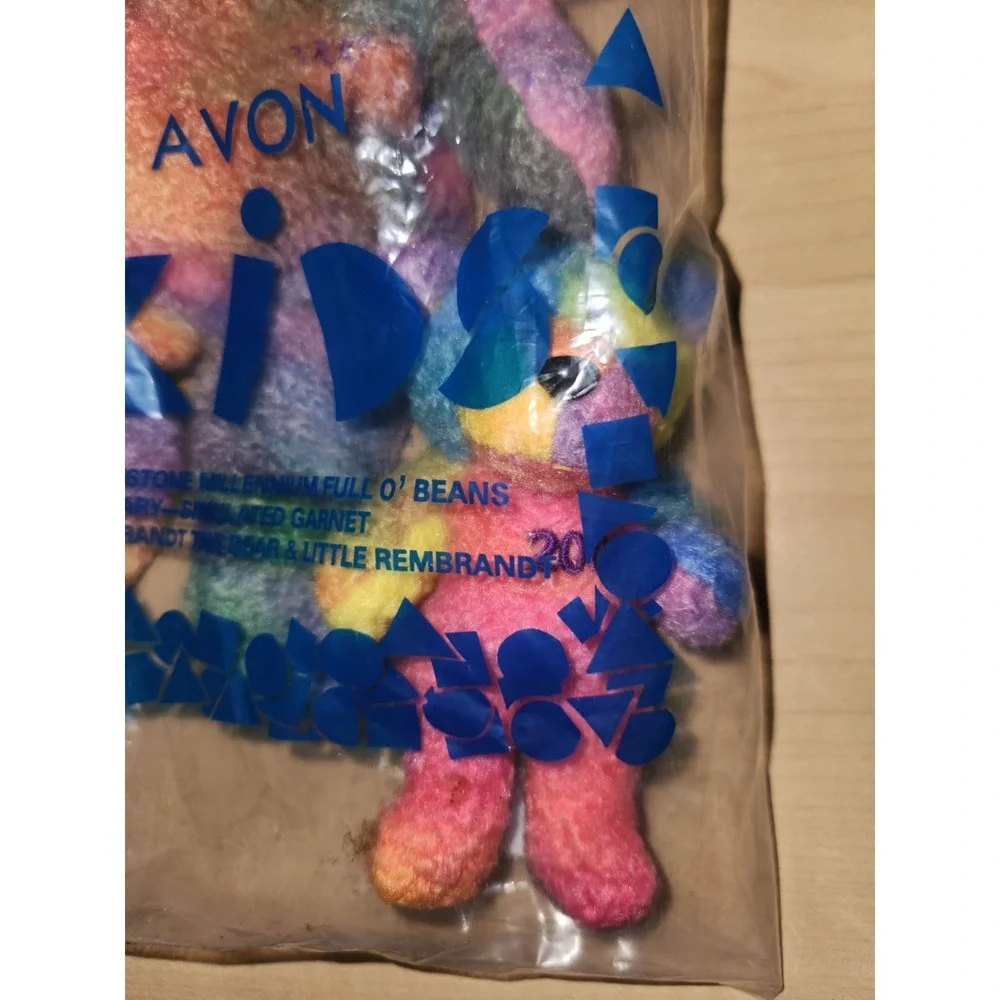 Avon Y2K‎ Tie Dye Teddy Millennium 2000 with Small Teddy Keychain Garn-NEW
